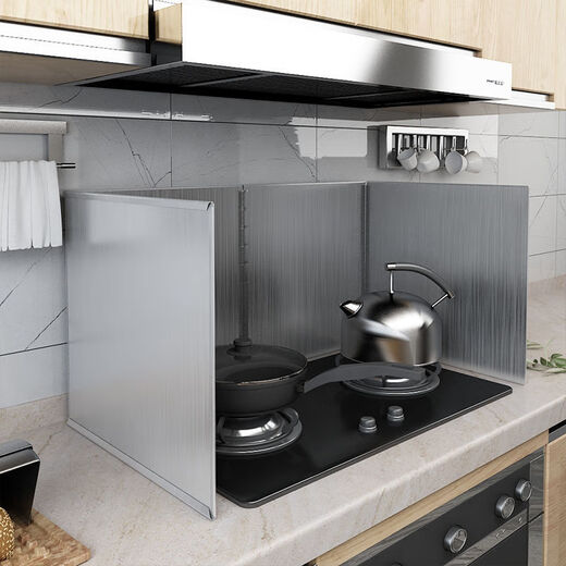 Xiongwochi stainless steel kitchen oil shield for cooking, anti-oil splash, thickened heat shield, range hood, high temperature resistant shield plate protective cover, height 30, depth 30, two fold in one