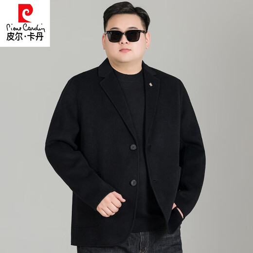 Pier Cardin large size double-sided wool coat for men's autumn and winter tweed coat plus fat plus larger men's clothing fat business wool suit dark gray 3XL (recommended 160-180Jin [Jin equals 0.5 kg])
