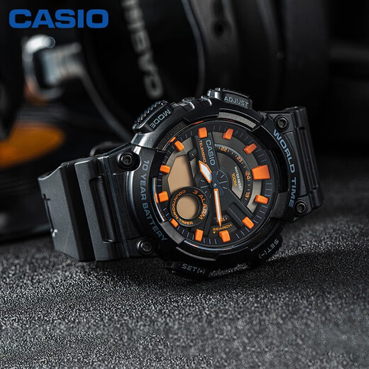 CASIO Volkswagen Pointer Series Digital Dual Display World Time Sports and Leisure Men's Watch AEQ-110W-1A2VDF