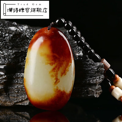 Hande Xinjiang Hotan jade seed material hand piece seed jade leather handle mutton fat jade white jade original leather real jade handle piece new handle