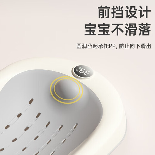 iuu婴儿洗澡神器躺托 宝宝折叠感温浴床新生儿防滑沐浴架 【舒适软胶头枕】北欧灰+大礼包
