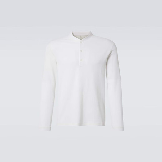 Brunello Cucinelli Men's Cotton & Silk Henley P01006786 White S CN 175/92A
