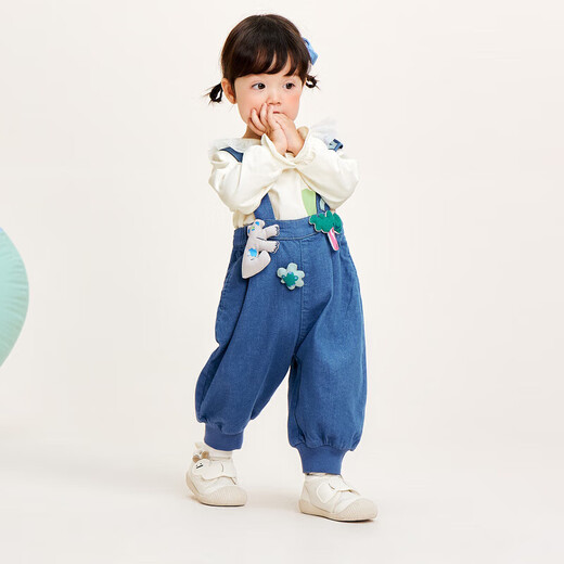 Minibala minibala soft denim boys and girls jeans 2024 baby fashion overalls bloomers