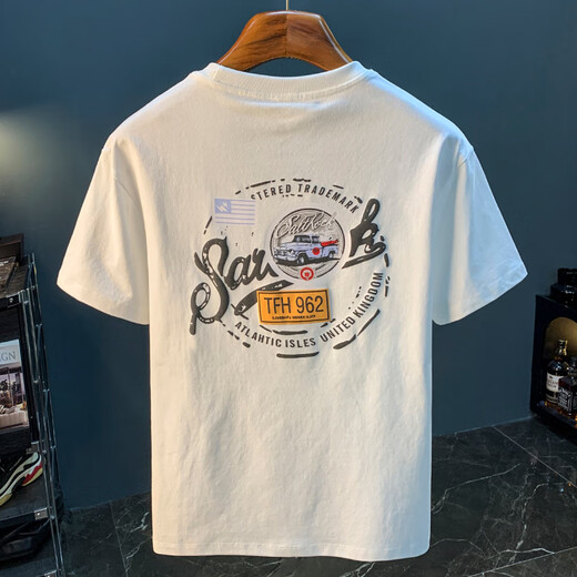JEEP SPIRIT短袖t恤男夏季宽松薄款趣味印花圆领上衣潮牌时尚休闲百搭体恤 JSW9906黑色 M