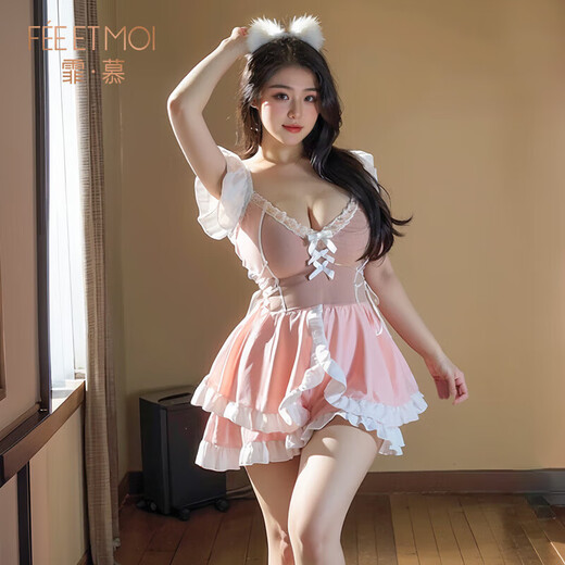 胖mm170斤加大码女性感睡衣开档连体衣制服透视女级污度诱惑夫妻 6625特大吊带裙 T裤纯欲战袍