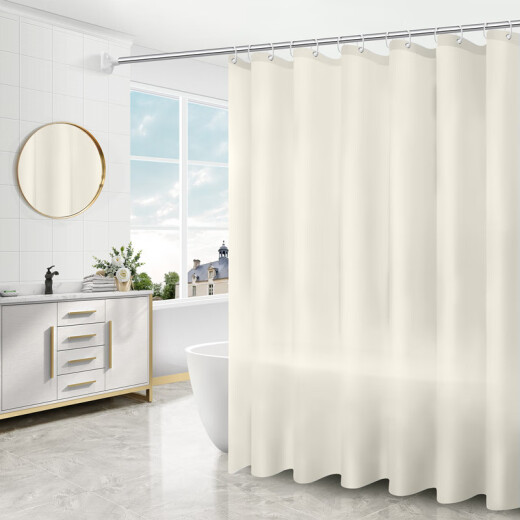 Shantou Lincun shower curtain bathroom thickened plastic waterproof and mildew-proof curtain bathroom partition cloth curtain door curtain window hanging curtain no punching Japanese style gray grid single curtain: 80 width * 180CM high + free hook