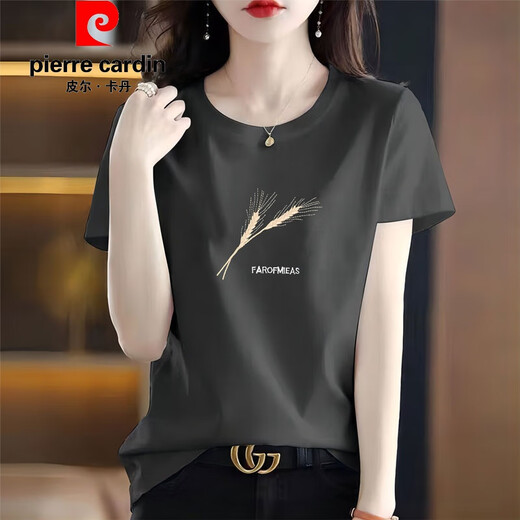 Pierre Cardin Gabinete de retiro de marca de alta gama Oficial Camiseta de algodón puro Camiseta de manga corta Camiseta impresa para mujeres en la marca de verano Flaghship 6196 White de manga corta M (recomendado 80-105 Jin [Jin iguala 0.5 kg])