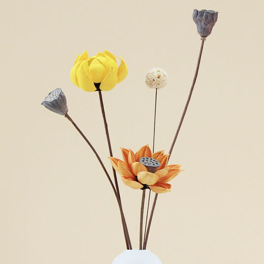 Love the bouquet of dried flowers, real flowers, dried lotus roots, natural decoration ornaments, lotus pods, flower arrangement, living room decoration, Buddhist Zen lotus, dried flower combination 1105 (without vase)