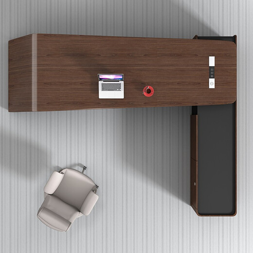 TONGTA solid wood leather boss desk office desk simple modern executive desk high-end fashion president desk manager desk office light luxury business boss desk 2.0 meters boss desk 2000*1800*660