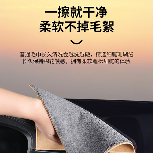 洗车毛巾擦车布专用巾大号吸水 汽车用品内饰大全必备车载洗车抹布加厚不掉毛吸水无痕不伤车鹿皮珊瑚绒毛巾 保时捷帕拉梅拉Macan卡宴卡曼718/911 鹿皮绒毛巾 大号【红色】1条