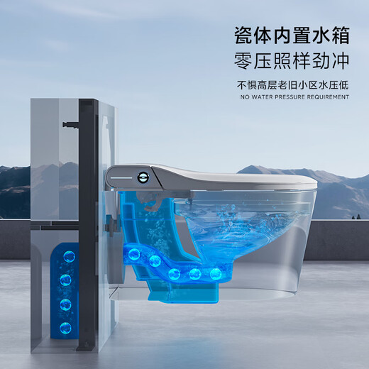 KG wall-mounted smart toilet does not require a pre-embedded water tank, no water pressure requirements, suspended floating wall row fully automatic toilet KM2 voice version top version gray built-in pressurized water tank - no choice of installation scene