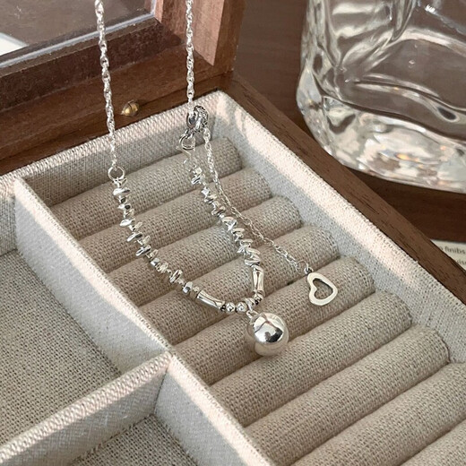 Yinruitai s925 sterling silver Korean version light luxury broken silver tassel bead necklace women's fashion versatile spring and summer zipper new xl1127 925 silver