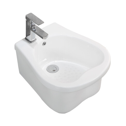 Fenglanqing ceramic footbath footbath footbath bathroom massage porcelain footbath footbath home floor-standing A type complete set with cylindrical faucet (King Kong glazed)