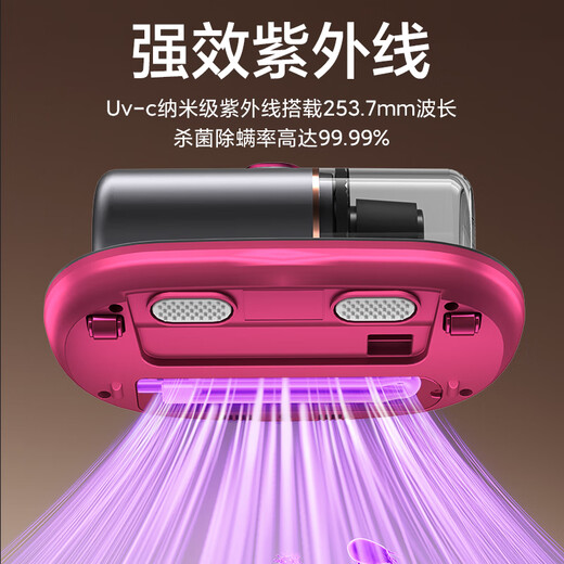 AUX Wireless Mite Remover Home Handheld Small Bed Vacuum Cleaner Bed High Suction Bacteria Remover Dust Collector Beat AXC-11DC59B Dark Purple + 3 Filter Elements