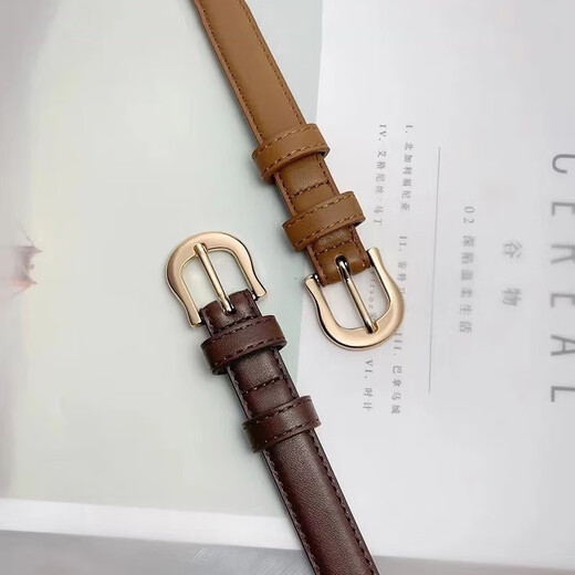 All small slim belt for women retro Hong Kong style pin buckle belt for women ins style jeans belt for military training students without hole punching black 105*1.8cm
