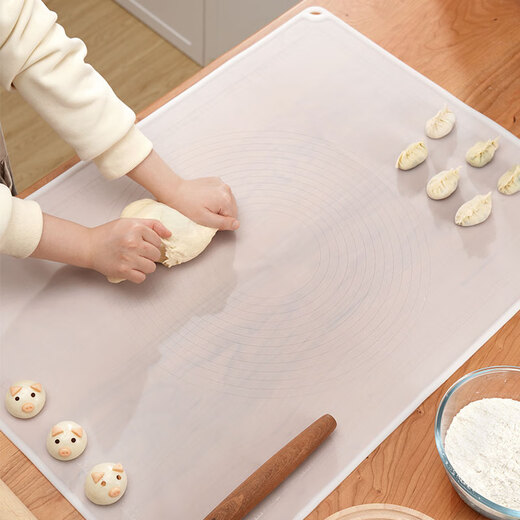 Berson Youjia Kneading Mat Food Grade Silicone Mat Thickened Antibacterial and Dumpling Mat Non-stick Graduated Baking Rolling Mat Thickened 6mm Purple 50*70cm + Rolling Pin