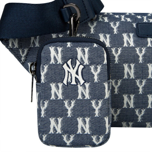 MLB Messenger Belt Bag Yankees Korean Version Presbyopic Backpack Shoulder Bag Women's Coin Purse Dark Blue Denim Presbyopic NY