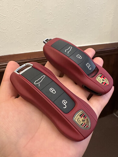 Bordeaux красная кожаная кожа Porsche Key Shell Cayenne Macan/911 Paramela 718 Taycan Key Cover B Bordeaux Red [ABS] Одиночная оболочка + щит