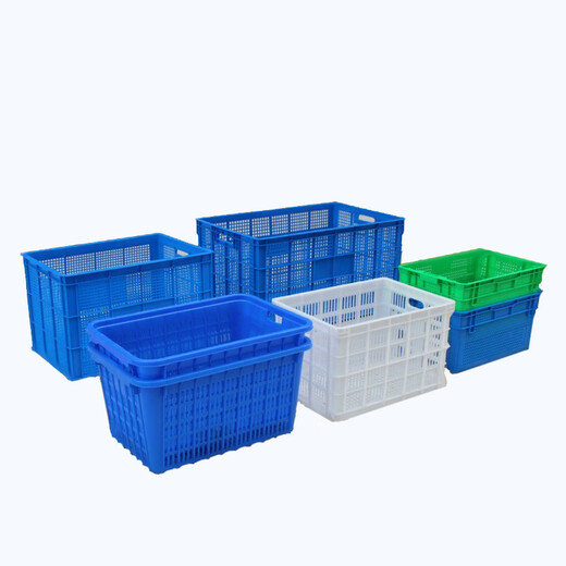 稳斯坦 WST013 塑料筐 物流周转箱筐加厚快递水果蔬菜沥水箩筐收纳筐 蓝680#675*478*400