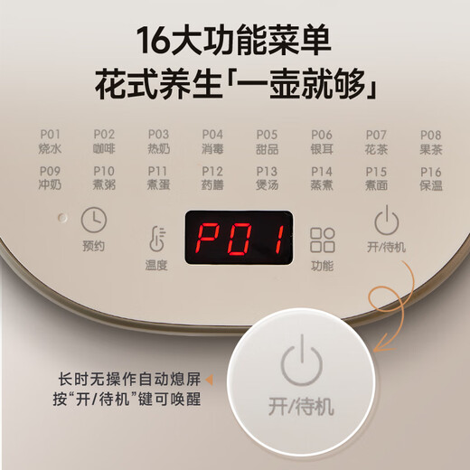 Bear Health Kettle, Tea Kettle, Constant Temperature Kettle, Insulation and Water Boiling Integrated Smart Electric Kettle, Flower Tea Kettle, 24h Insulation, 2L Large Capacity, YSH-D20F3 2L, 16 Large Menu