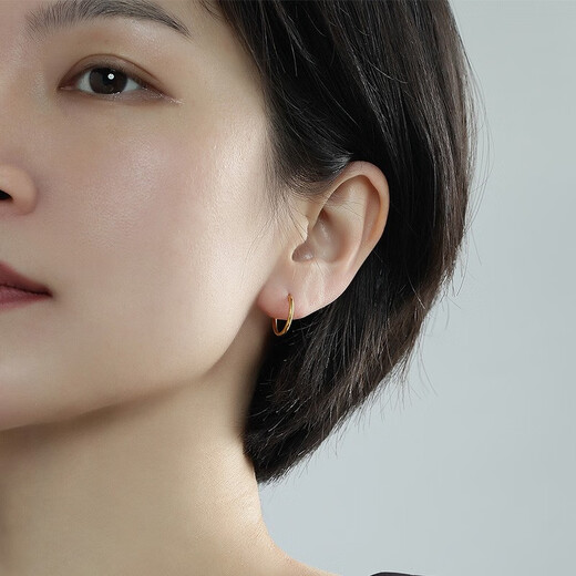 Ming brand jewelry red and yellow 18K gold versatile color gold plain hoop small earrings earrings for gift women CSH0284 pricing about 0.66-0.87 grams K red style CSH0284