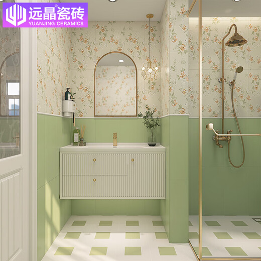 远晶卫生间瓷砖300x600墙砖厨房法式复古连纹花砖地砖南洋风瓷片广东 FW3519P-哑光全瓷-300*300