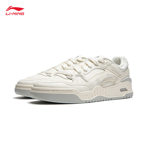 Li Ning Yuebai 2.0 | Men's and women's sneakers, low top, soft, resilient, breathable, white shoes, autumn and winter casual sports shoes, off-white (275 men's style)-1 42