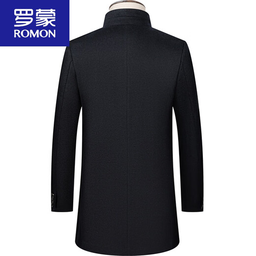 Romon woolen coat for men, medium-length, middle-aged, winter, thickened stand-up collar, sheep, cashmere, woolen coat for dad, dark gray HYX1802 down liner 175/92A