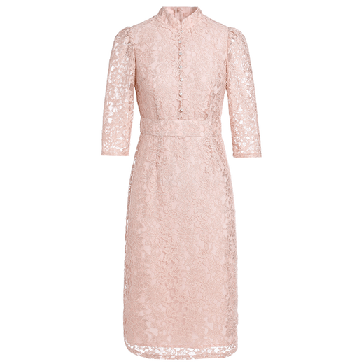 Classic Story (JANE STORY) High-end Lace Dress Women Spring 2025 New Three-quarter Sleeve New Chinese Style Improved Version Lace Cheongsam Dress A03 Pink M
