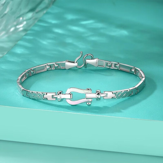 Yuan Shengfu's new PT950 high-quality colorful horseshoe platinum bracelet, authentic fashionable and versatile platinum bracelet for women, 12.34, length 15.5CM