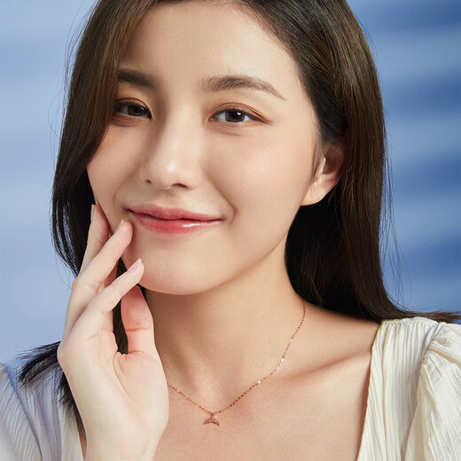 Saturday Fuhong 18K gold necklace female mermaid color gold necklace birthday gift KI064973 about 40+2cm