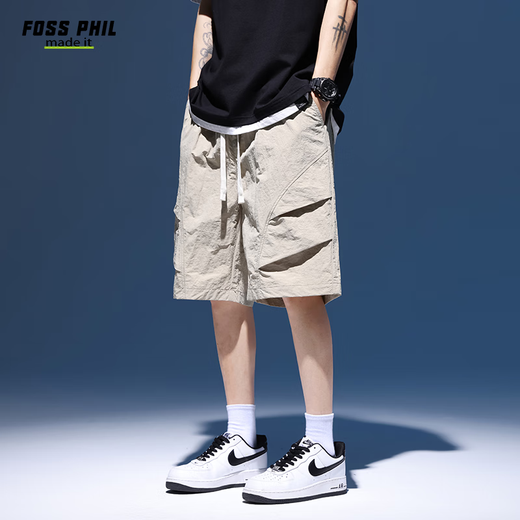 
Foss Phil shorts men's summer workwear trendy casual ice silk mid-pants loose sports five-point pants 9906 khaki 2XL