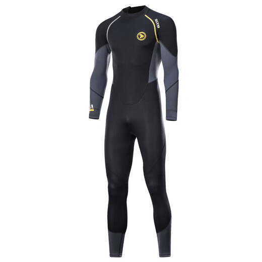 ZCCO wetsuit men's thickened warm snorkeling one-piece long-sleeved jellyfish suit anti-cold winter swimming wetsuit new 3MM black gray M