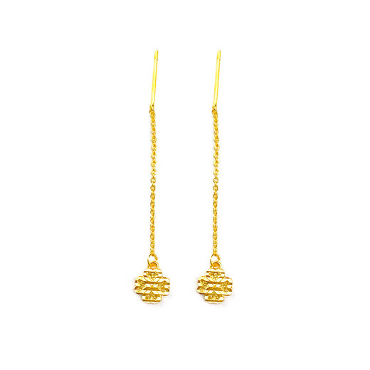 BOMP Old Phoenix Gold Store Hong Kong duty-free gold ear wire women's gold earrings long tassel four-leaf clover earrings Fu word ear wire