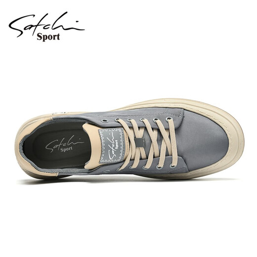 Sachi men's shoes autumn and winter new sneakers men's business casual shoes retro trendy fashion canvas shoes for men gray 42 (260mm) leather shoe size