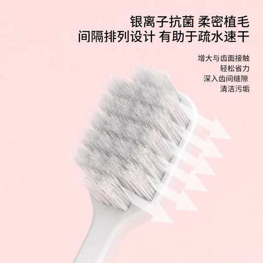 茶花说成人银离子抗菌牙刷 宽头软毛牙刷超细刷丝护牙龈敏感出血2支装