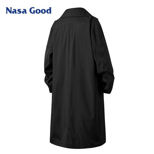 NASA GOOD中长款风衣男女同款秋季潮牌宽松青年休闲垂感百搭外套 黑色 L