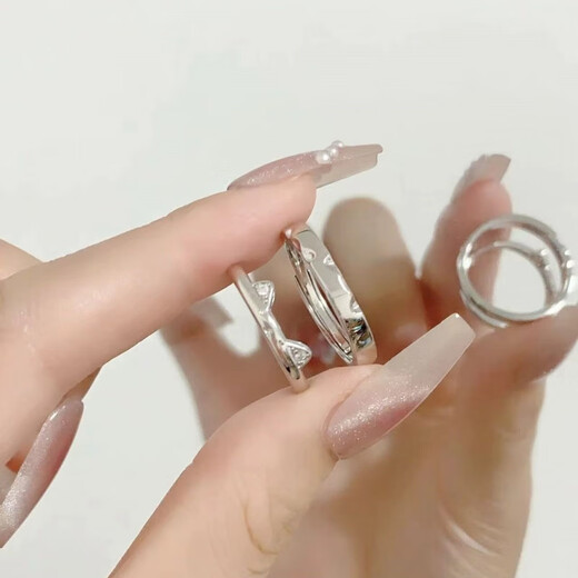 BXES925 sterling silver Cat Diary Couple Ring ins exquisite, gentle, sweet and versatile couple ring commemorative gift Cat Diary Couple Ring Couple Pair Gift Box