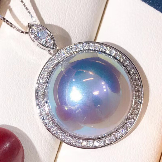Prayer Silver Aurora Mabe Pearl Necklace Women's Sweater Chain Light Luxury Niche Single Bead Pendant Retro Young Fashion Mabe Bead Pendant 1 + Chain