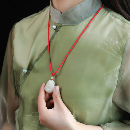 Tang Huisser hand-woven peace buckle pendant lanyard jade jade pendant adjustable red rope halter necklace rope for men and women 2mm peace red-Jiahetian jade