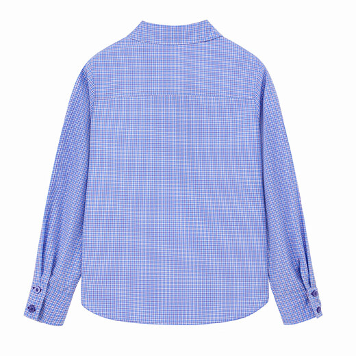 ELLE KIDS French girls spring new plaid embroidered soft and comfortable classic basic long-sleeved polo collar shirt