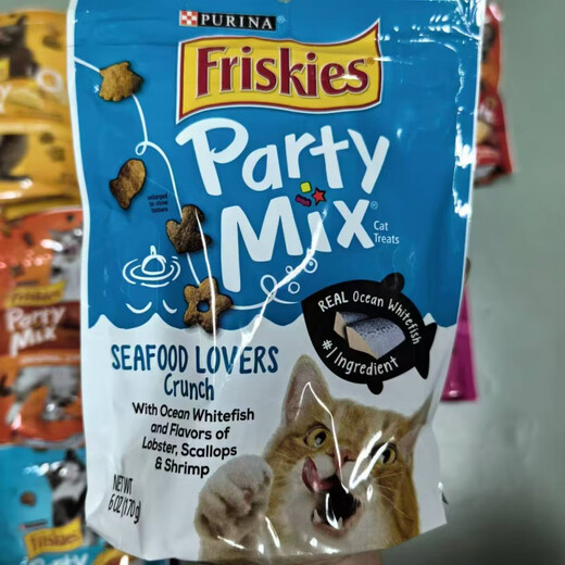 PURINA Hong Kong Purchase American Purina Friskies Joy PURINA Cat Snacks Pet Biscuits Teeth Cleaner Seafood Flavor 170g (Light Blue) 1 Pack