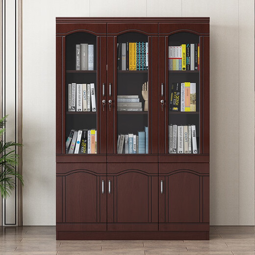 Miafei Boss Desk Modern Simple Straight Side Office Desk President Desk New Chinese Style Office Desk and Chair Single Office Furniture Combination 2 Meter Desk + Double Cabinet + Boss Chair + 4 Door Bookcase