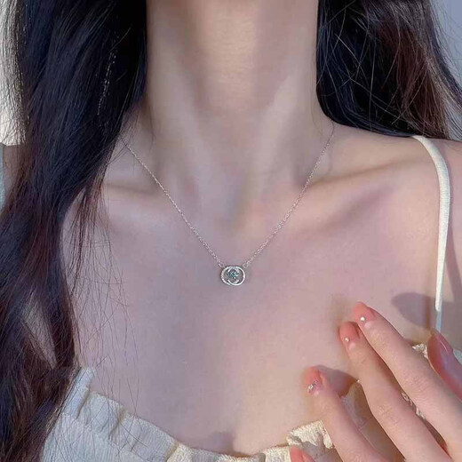 Qi Xiaomi's Beating Heart Double C Pendant Necklace Girls' Clavicle Chain Light Luxury Chinese Valentine's Day Birthday Gift for Girlfriend Beating Heart Necklace Exquisite Gift Box