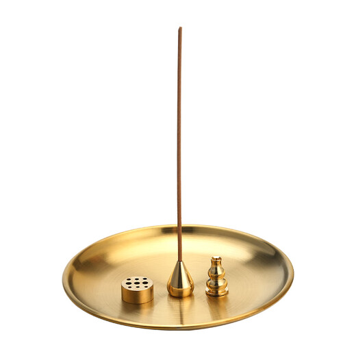 Sujiamei (sujiamei) brass incense insert creative nine-hole incense holder home indoor porous line incense plate incense tray incense rack Zen incense burner water drop + nine holes + gourd + golden ash tray