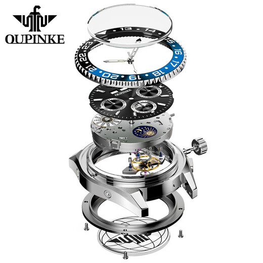 OUPINKE [Top 10 berühmte Uhrenmarken] Green Water Ghost Watch Herren Vollautomatische mechanische Uhr Luminöse wasserdichte multifunktionale Herrenuhr OUPINKE 3271 STAHL -Band Schwarz kostenlos freie Lebensdauer Garantie