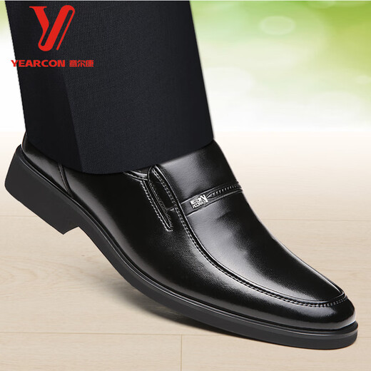 Yerkang Yierkang zapatos para hombres en otoño e invierno nuevos zapatos casuales para hombres cuero de cuero transpirable suave suela de mediana edad y anciana zapatos de papá negro - además de estilo de terciopelo - 6626 38 talla de zapato de cuero estándar