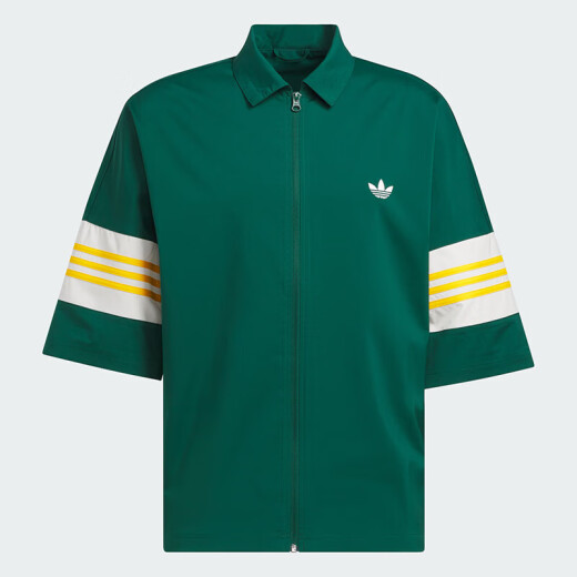 Adidas (Adidas) Clover Men's Clothing 25 Summer NUEVA pareja Estilo Media manga Sporty Loose Curt Lapa Camiseta IY7373/Forest Green XS
