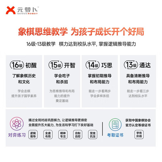 Yuanluobu Sensserobot ai Schachroboter ältere Menschen und Kinder Frühschullernung und Schulung Chinesischer Schachspielmaschine Intelligenter Dialog zum Lernen Roboter [Schach] Silver Label Version