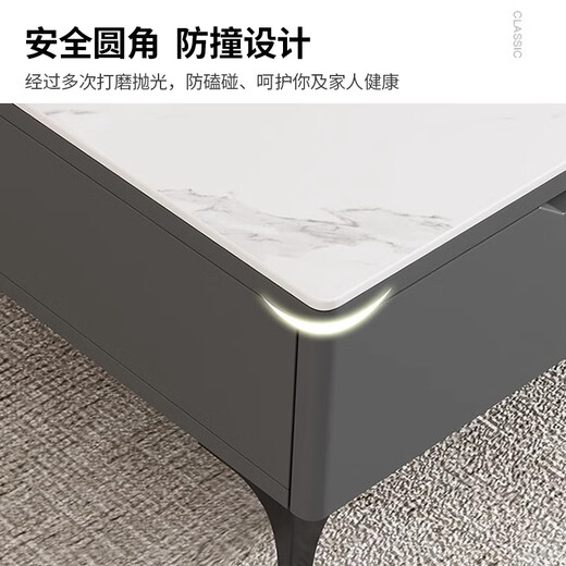 欧来比岩板电视柜茶几组合套装现代简约家用电视柜小户型家用电视机地柜 灰色+白色岩板【加厚进口岩板】 2.4米电视柜